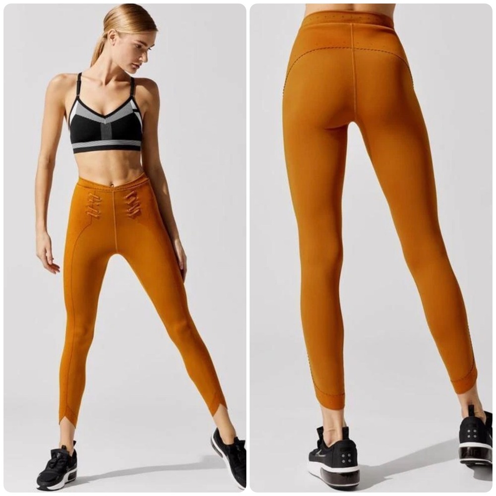 Nike Dri Fit Womens Faux Lace Western‎ Tulip Hem Leggings Size M Burnt Sienna